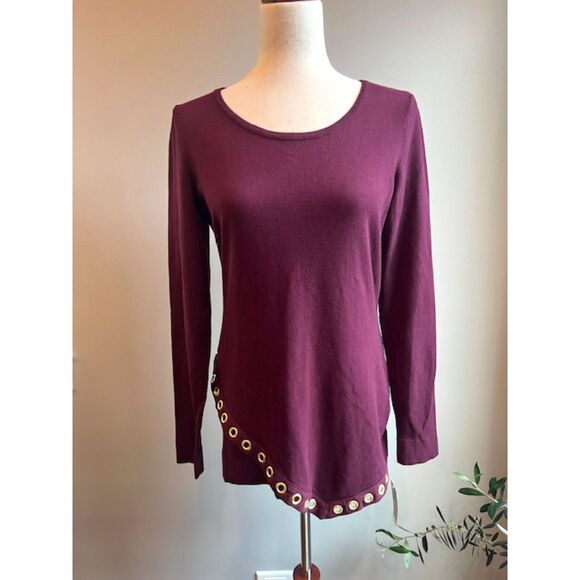 Womens INC International Concepts Burgundy Grommet Sweater - Size M - NWT - Picture 1 of 9